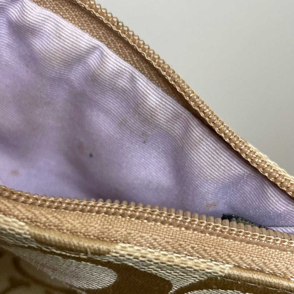 COACH Signature Monogram Small Wristlet Tan Beige - Picture 5 of 12